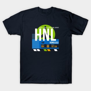 Honolulu (HNL) Airport // Retro Sunset Baggage Tag T-Shirt